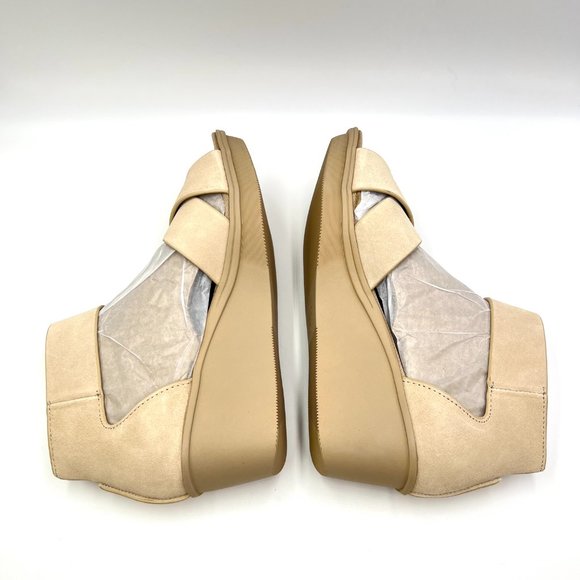 Naturalizer Size 8 Riviera Tan Nude Beige Sand Suede Leather Wedge Sandals Shoes - Picture 6 of 12